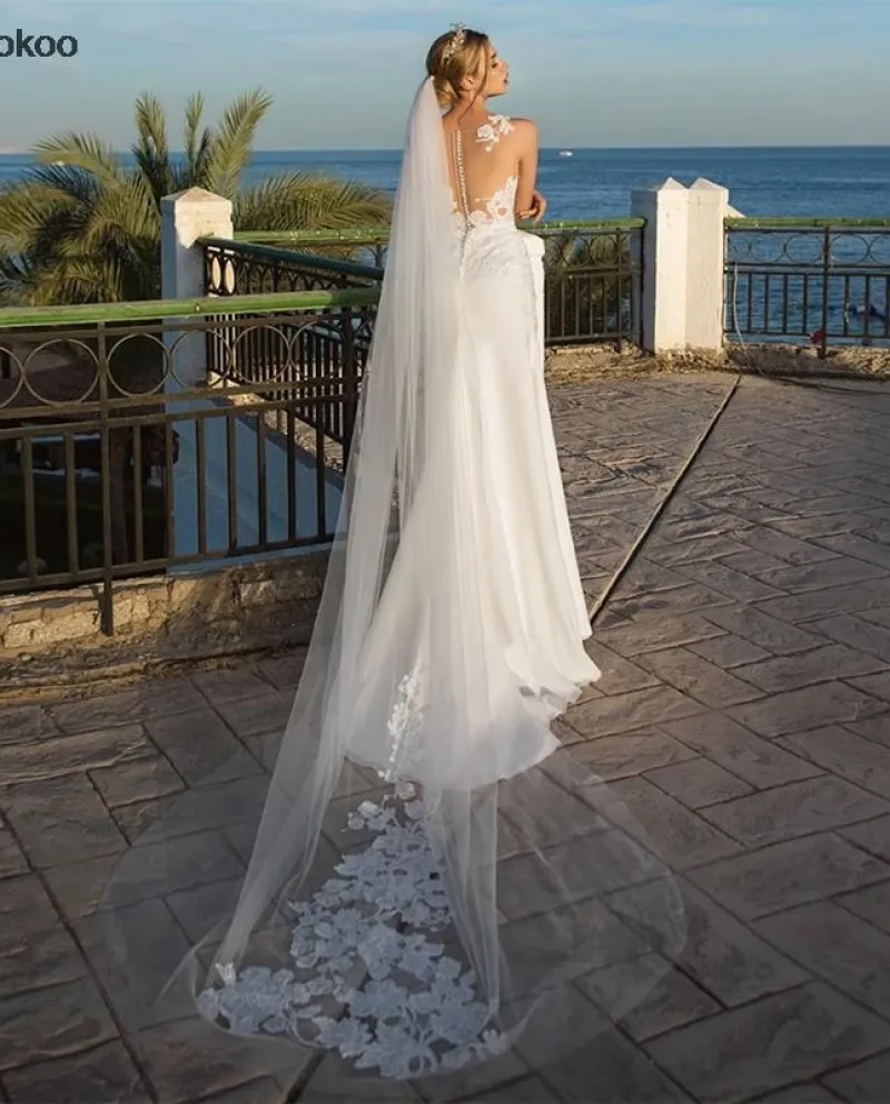 Abiti da sposa vintage in pizzo con applicazioni a sirena 2022 Appliqued Chic Chi