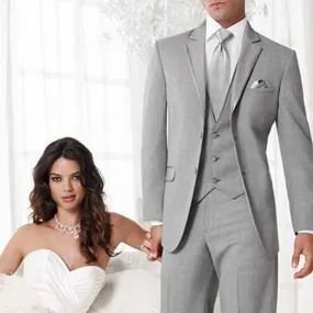 Abiti da uomo formali di nuovo arrivo Abiti da sposa grigio chiaro per uomo Abiti da sposo con risvolto con risvolto Set abiti d