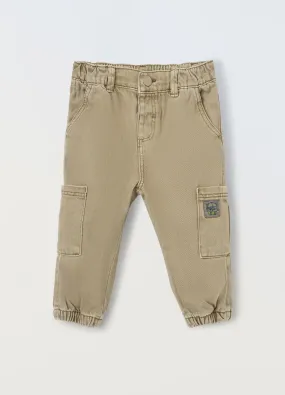 BLUKIDS  Pantaloni cargo in denim di puro cotone neonato