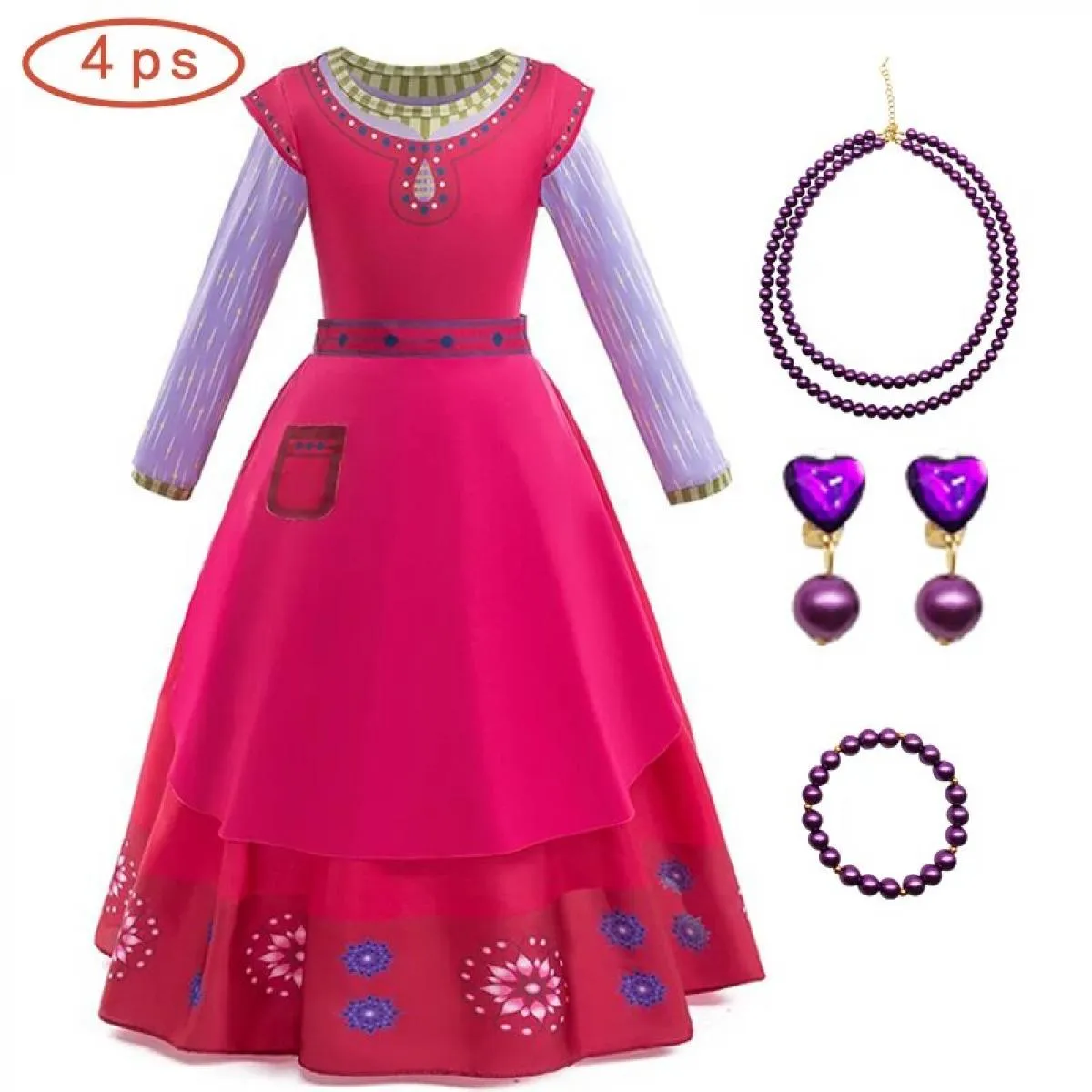 Costume cosplay per bambini Ragazze Abito da ballo con fiori Abiti da principessa Abiti da festa Abiti Cospaly per bambini