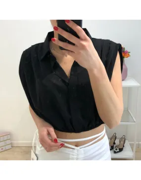 CROP CAMICIA NERO