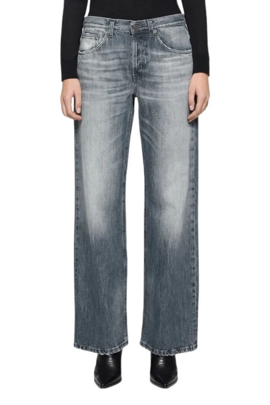 jeans donna wide leg grigio