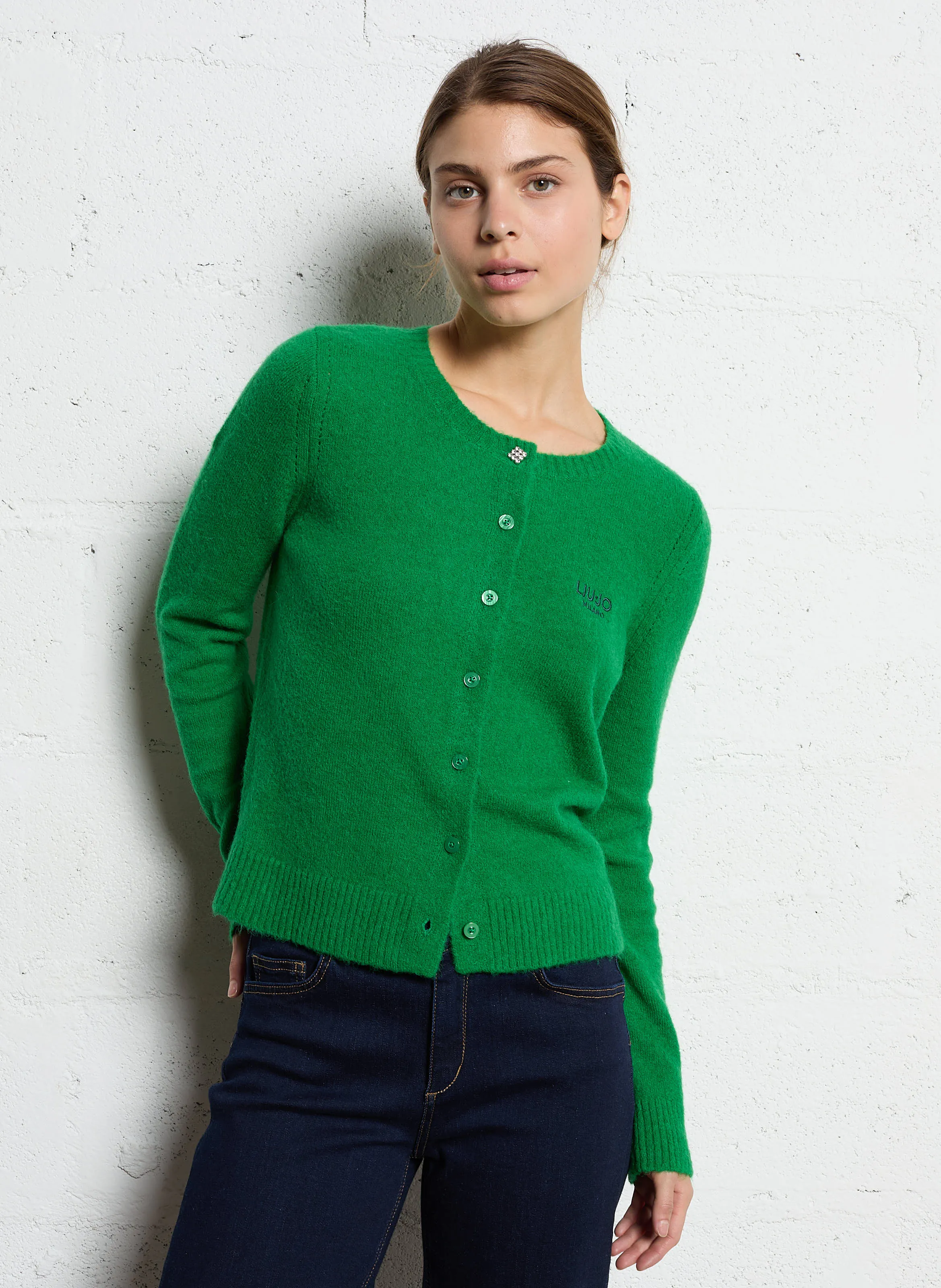  LIU JO   Cardigan dritto in maglia | Verde