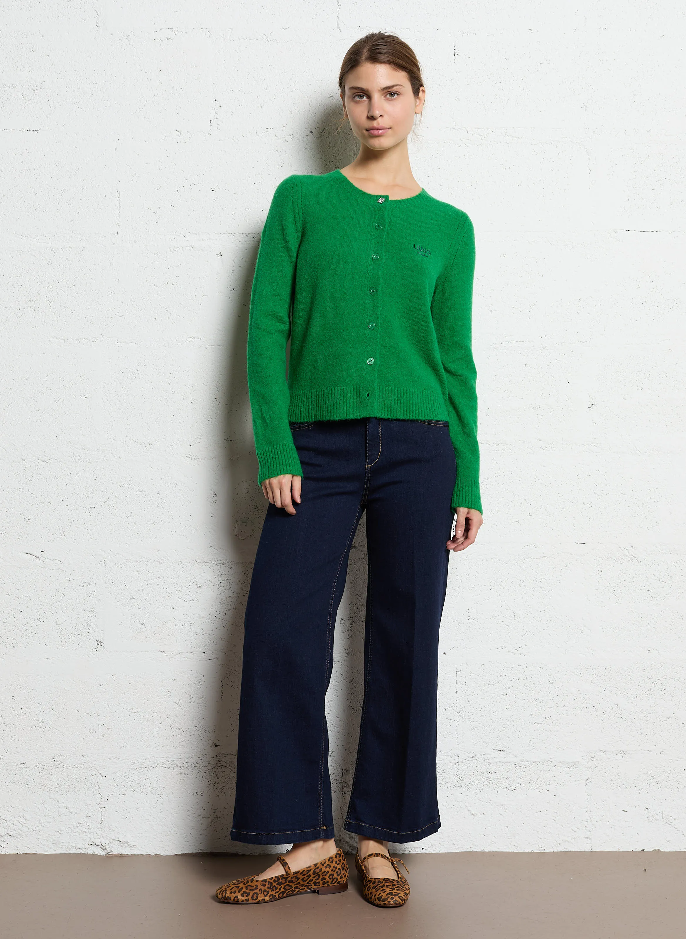  LIU JO   Cardigan dritto in maglia | Verde