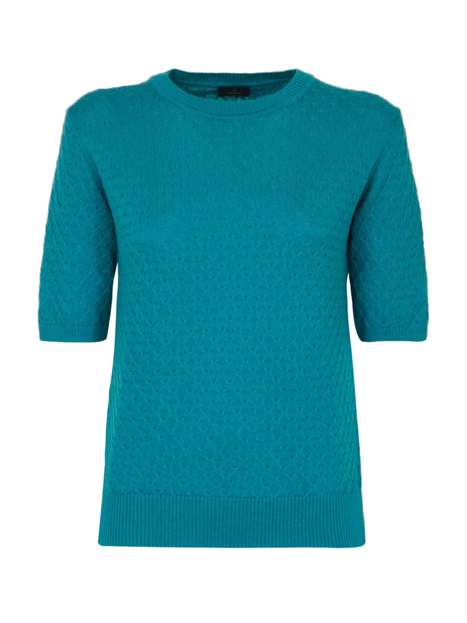 Maglia girocollo a manica corta in Wool Cot - Pineta