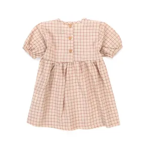 Mini Abito Beige A Quadretti Bambina Baby