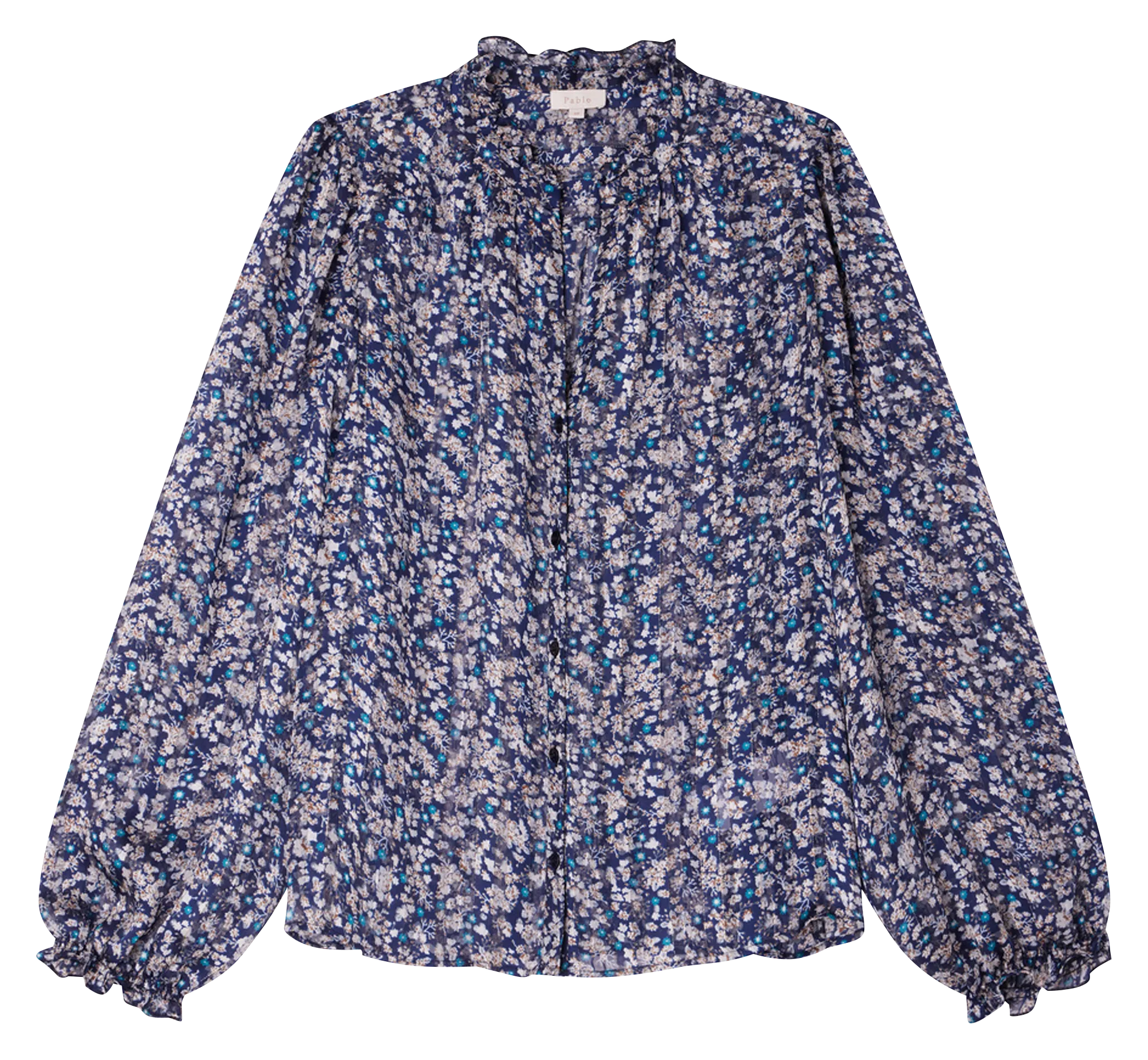  PABLO   BELODIE - Camicia dritta con volant stampata | Blu