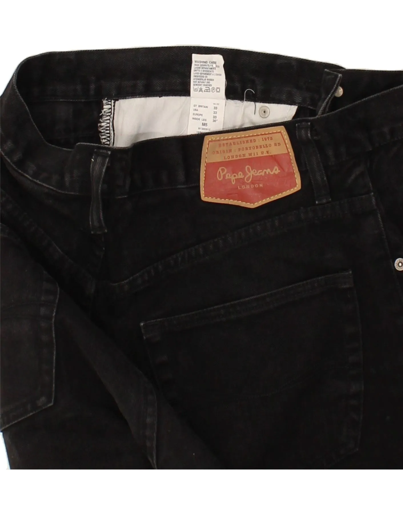 PEPE JEANS Mens London Straight Jeans  W33 L30 Black Cotton