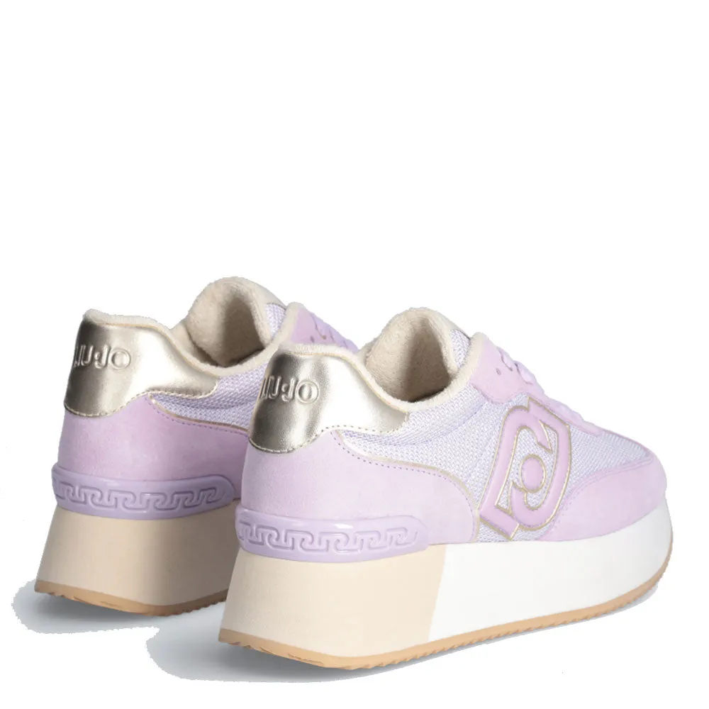 Scarpe Donna LIU JO Sneakers Dreamy 02 in Suede e Brighty Mesh Lilla e Light Gold