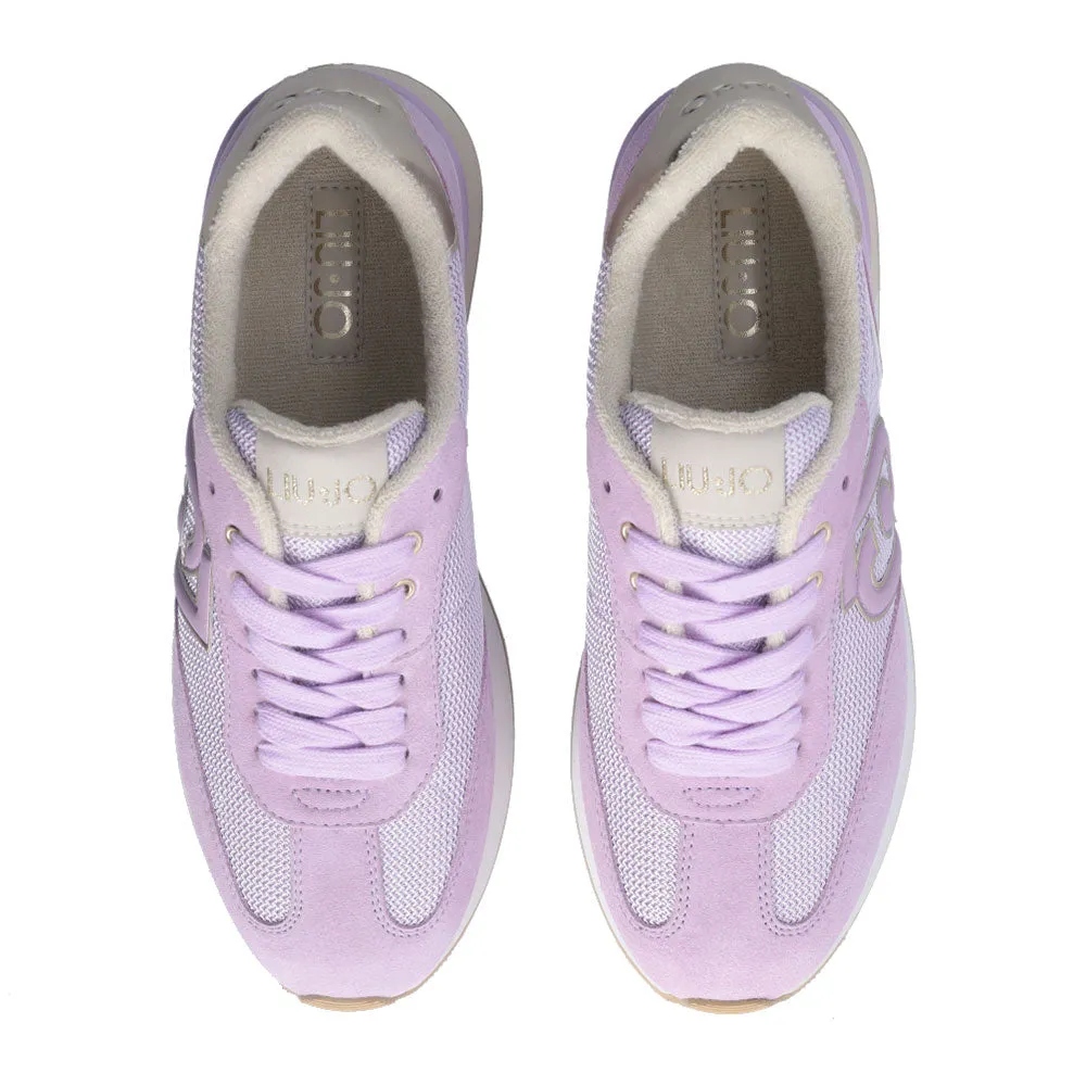 Scarpe Donna LIU JO Sneakers Dreamy 02 in Suede e Brighty Mesh Lilla e Light Gold