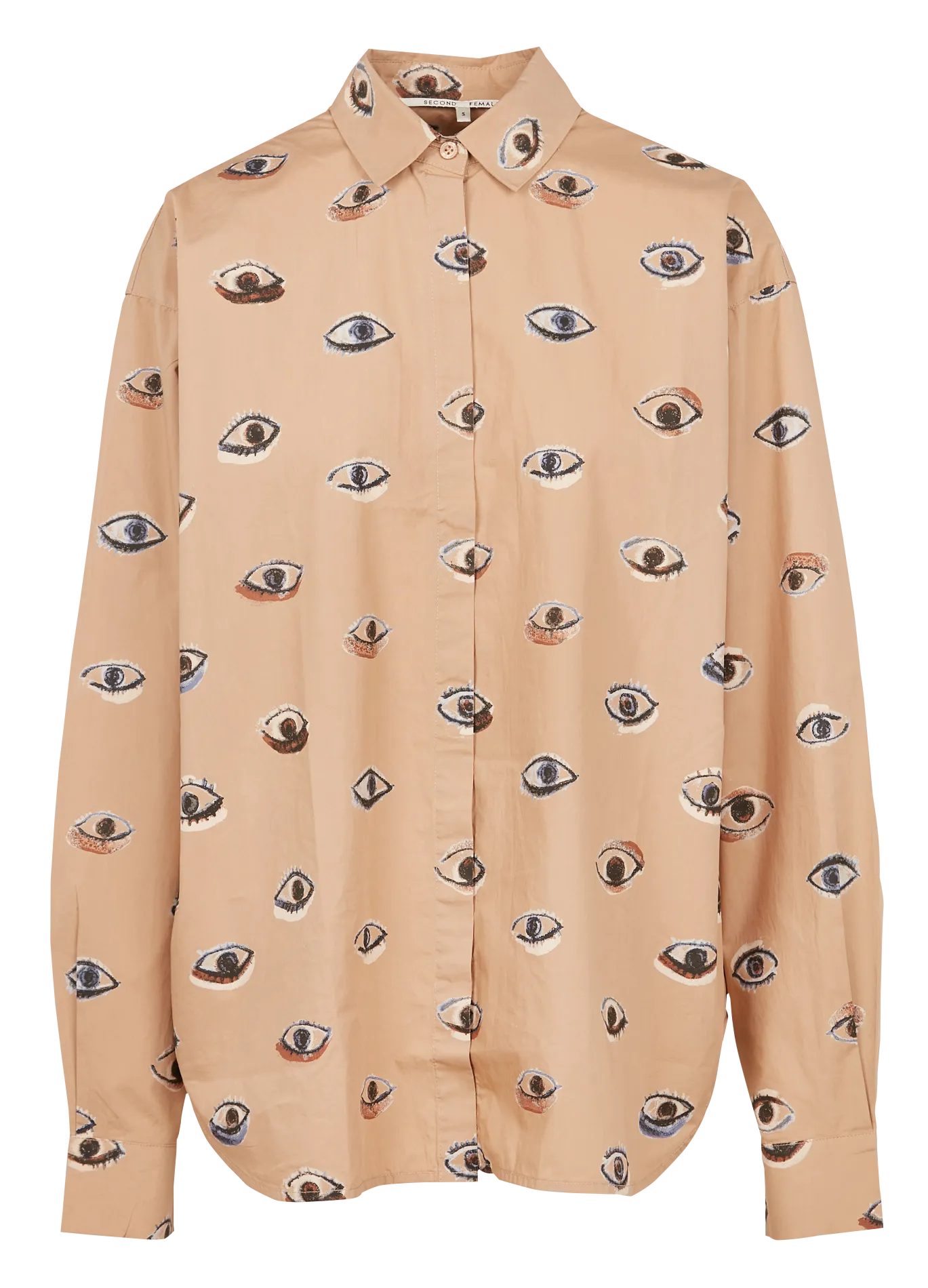  SECOND FEMALE   EYES - Camicia taglio ampio stampa occhi in cotone biologico | Beige