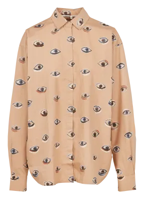  SECOND FEMALE   EYES - Camicia taglio ampio stampa occhi in cotone biologico | Beige