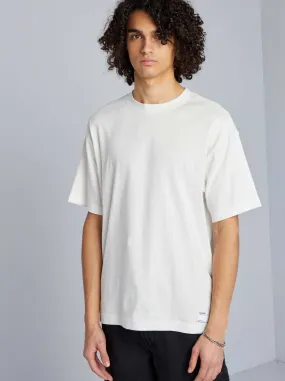 T-shirt scollo tondo in cotone - BIANCO