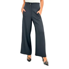 Tensione In Pantaloni Donna, Classico, Svasato, Cotone, Nero