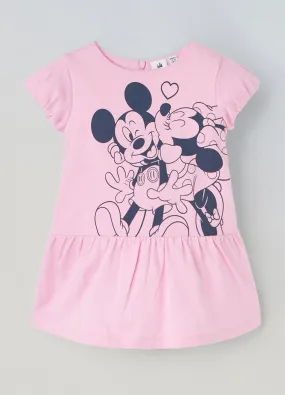 Vestito in puro cotone con stampa Disney neonata